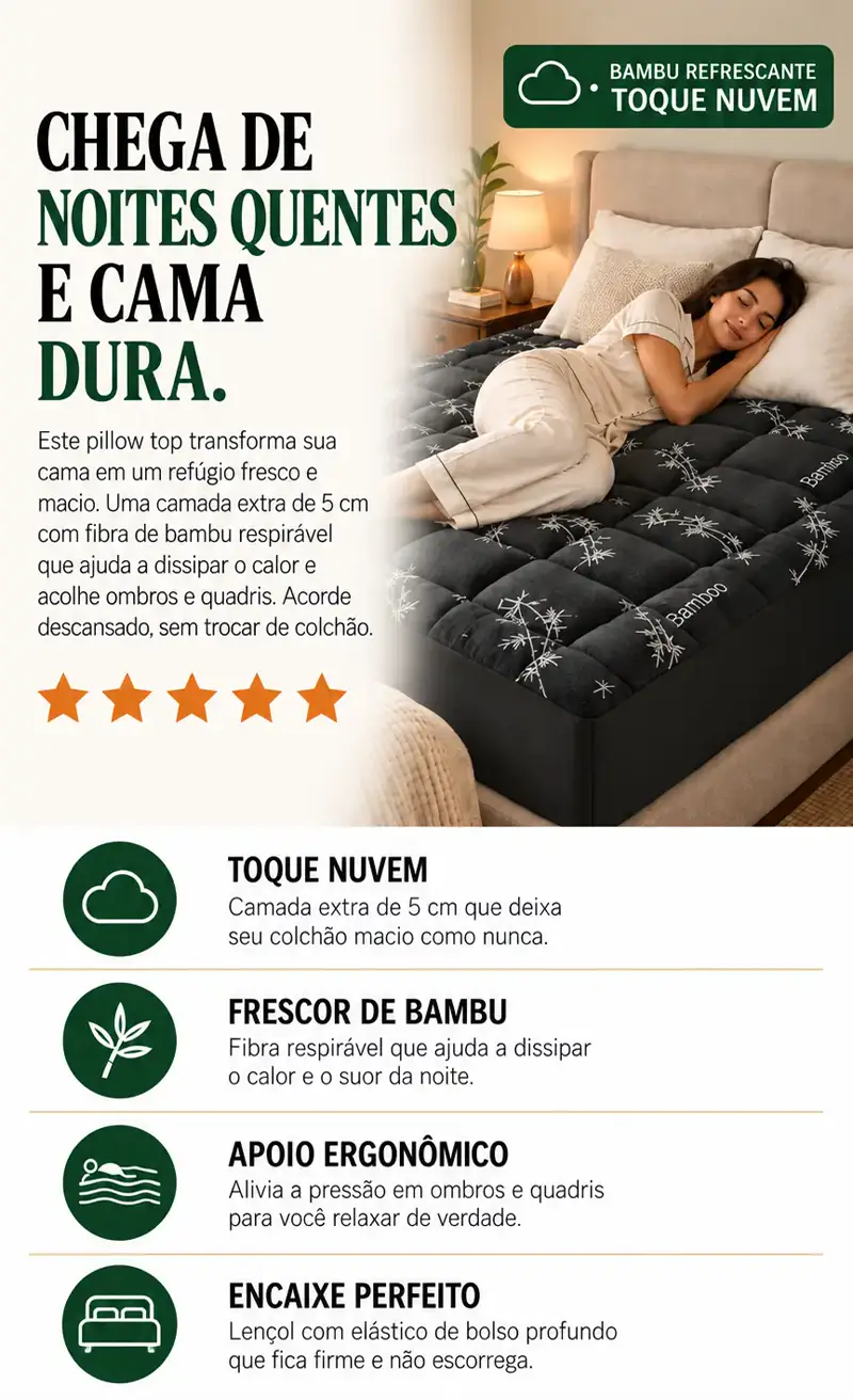 Pillow Top de Bambu Refrescante, detalhe 01