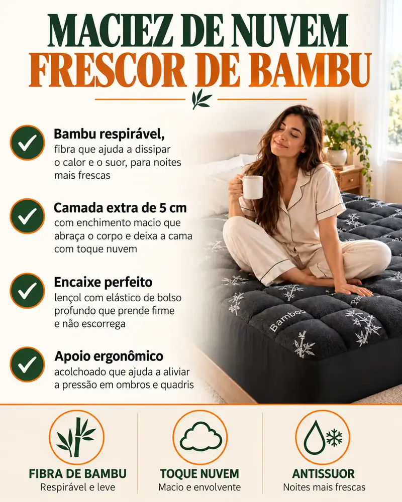 Pillow Top de Bambu Refrescante, detalhe 03